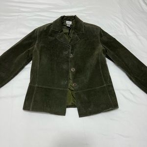 Green 100% leather Chico’s jacket